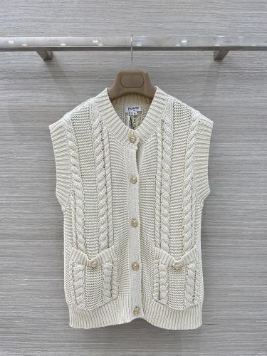 ケーブル編み ニットベスト シャネル ニット コピー 合わせやすい アイボリー