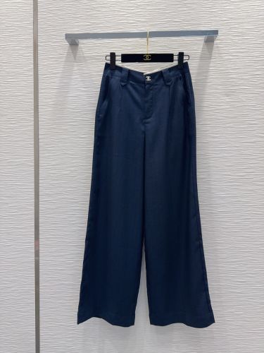 上品 カジュアル リネンパンツ シャネル パンツ コピー ネイビー