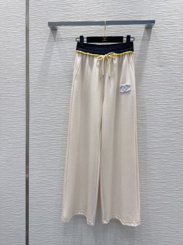 バイカラー ワイドレッグ スウェットパンツ シャネル パンツ コピー アイボリー