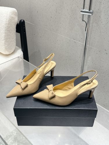 エレガント リボン スリングバックパンプス シャネル パンプス コピー ベージュ