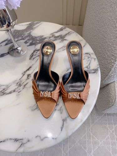 イヴ・サンローラン サンダル コピー 上品 洗練された サテン YSL ジェリー ミュール オレンジ