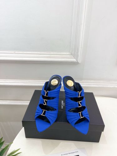 注目される YSL エミリー ミュール イヴ・サンローラン サンダル コピー ブルー