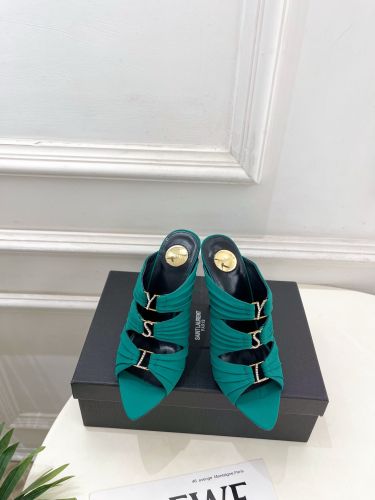 注目される YSL エミリー ミュール イヴ・サンローラン サンダル コピー グリーン