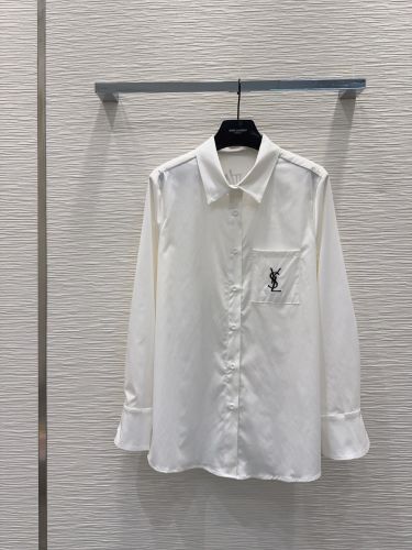 シンプル イヴ・サンローラン シャツ コピー ロゴ入り 長袖シャツ ホワイト