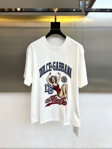 目を惹く プリント 半袖Tシャツ ドルチェ&ガッバーナ Tシャツ 偽物 ホワイト