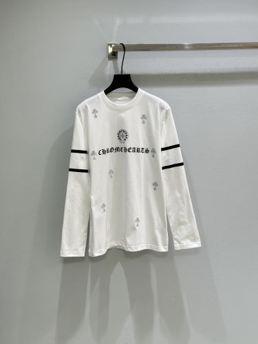 スタイリッシュ カジュアル 長袖Tシャツ クロムハーツ Tシャツ 偽物 ホワイト