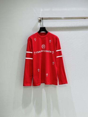 スタイリッシュ カジュアル 長袖Tシャツ クロムハーツ Tシャツ 偽物 レッド