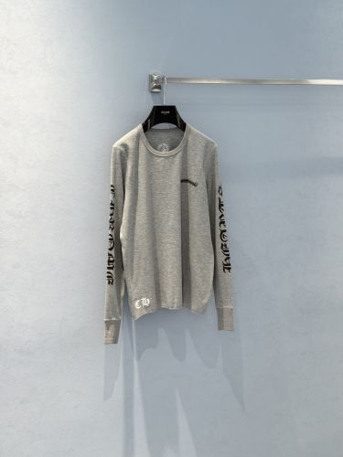人気 カジュアル ロゴ入り 長袖Tシャツ クロムハーツ Tシャツ 偽物 グレー