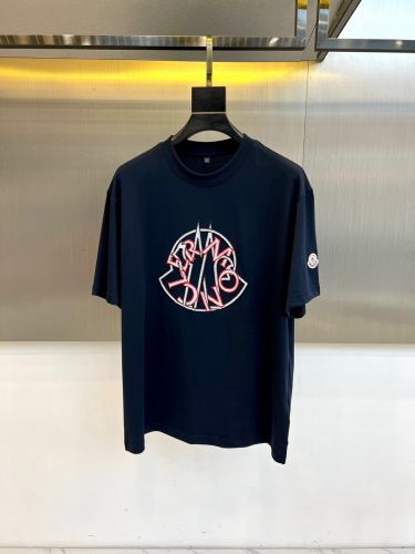 定番 カジュアル ロゴ クルーネック 半袖Tシャツ モンクレール Tシャツ 偽物 ネイビー