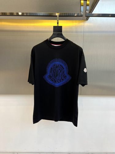 モンクレール Tシャツ 偽物 カジュアル クルーネック 半袖Tシャツ ブラック