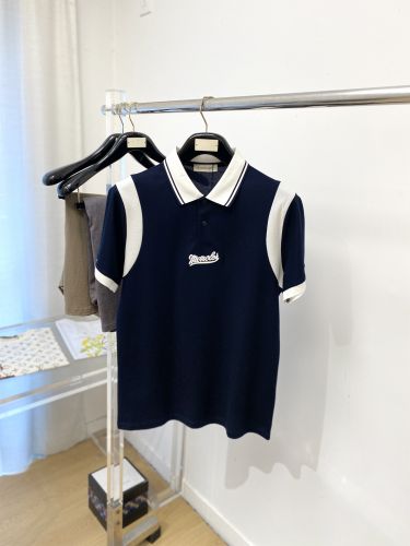 スクリプトロゴ コットンピケ ポロシャツ モンクレール Tシャツ 偽物 ネイビー
