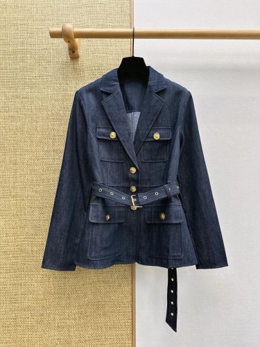 ベルト付き ゴールドボタン デニムジャケット バルマン ジャケット コピー 