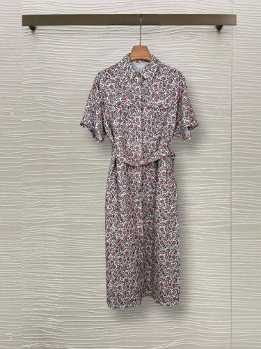 綿麻 半袖 花柄 シャツワンピース ラルフローレン ワンピース 偽物