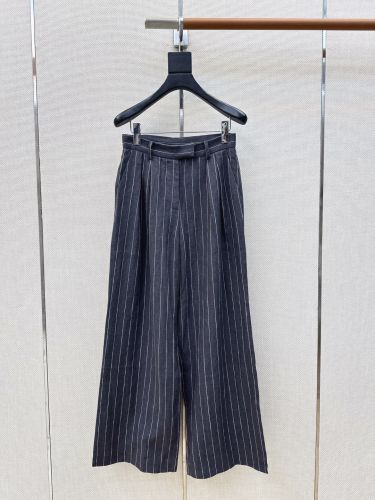 リネン ストライプ ワイドパンツ ラルフローレン パンツ 偽物 ダークグレー