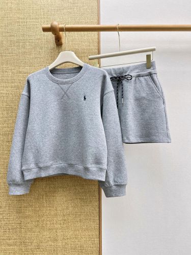 スウェットシャツ＆ミニスカート 2点セット ラルフローレン セットアップ 偽物 グレー