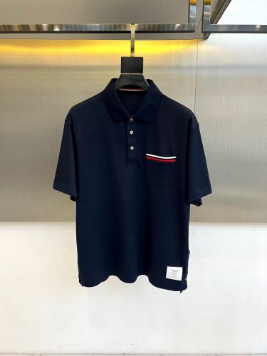 カジュアル 定番 コットン ポロシャツ トムブラウン Tシャツ 偽物 ネイビー