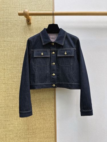 洗練された クロップド デニムジャケット トムブラウン ジャケット 偽物 