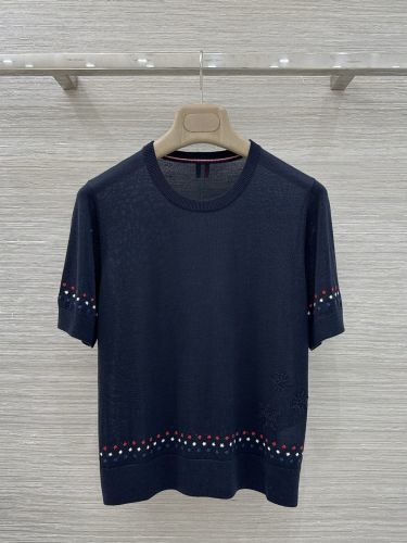 スノーフレーク エンブロイダリー 半袖ニット トムブラウン ニット 偽物 ネイビー