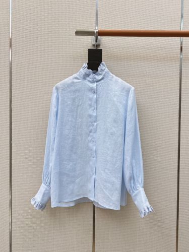 春夏 フェンミン ヴァレンティノ シャツ 偽物 リネンシャツ ライトブルー