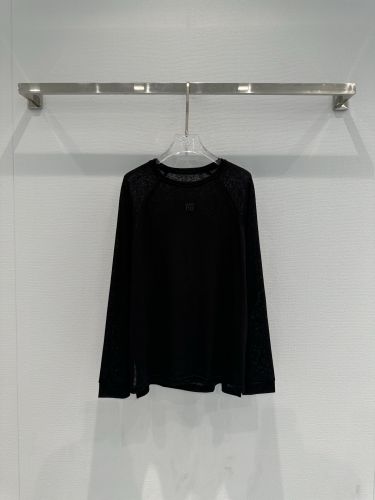 シンプル ロゴ刺繍 ロングスリーブTシャツ アレキサンダーワング Tシャツ コピー ブラック
