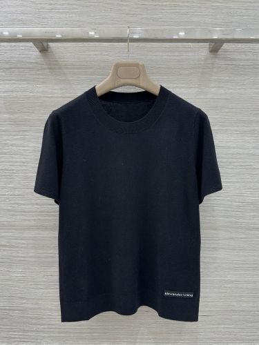 シンプル アレキサンダーワング ニット コピー クルーネック 半袖ニット ブラック