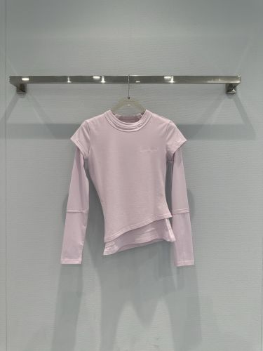 アシンメトリー レイヤード風 長袖Tシャツ アレキサンダーワング Tシャツ コピー ピンク