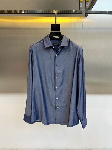 エルメネジルド・ゼニア シャツ 偽物 シンプル 上品 合わせやすい 長袖シャツ ブルー