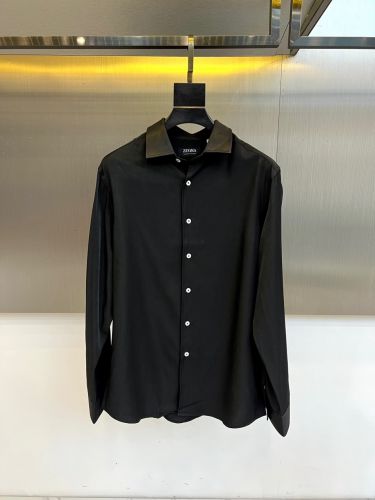上品 シンプル エルメネジルド・ゼニア シャツ 偽物 合わせやすい 長袖シャツ ブラック