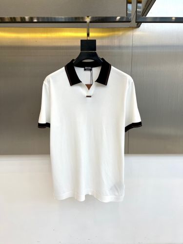 エルメネジルド・ゼニア Tシャツ 偽物 スキッパーネック ポロシャツ ホワイト