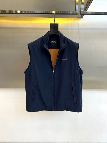 スタンドカラー ジップアップ ベスト エルメネジルド・ゼニア ジャケット 偽物 ネイビー