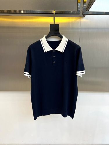 定番 カジュアル 配色 ポロシャツ エルメネジルド・ゼニア Tシャツ 偽物 ネイビー