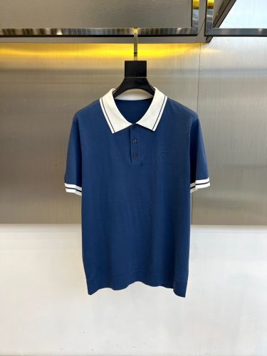 定番 カジュアル 配色 ポロシャツ エルメネジルド・ゼニア Tシャツ 偽物 ブルー