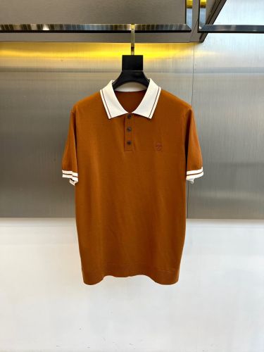 定番 カジュアル 配色 ポロシャツ エルメネジルド・ゼニア Tシャツ 偽物 ブラウン