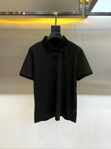 洗練された 上品 半袖 ポロシャツ エルメネジルド・ゼニア Tシャツ 偽物 ブラック