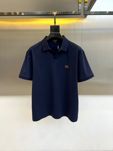 カジュアル 上品 ロゴ刺繍 スキッパーポロシャツ エルメネジルド・ゼニア Tシャツ 偽物 ネイビー