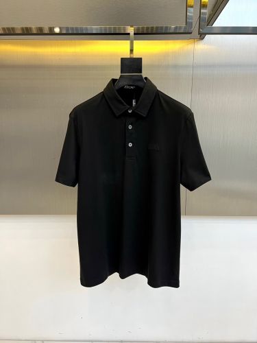 エルメネジルド・ゼニア Tシャツ 偽物 シンプル コットン 半袖ポロシャツ ブラック