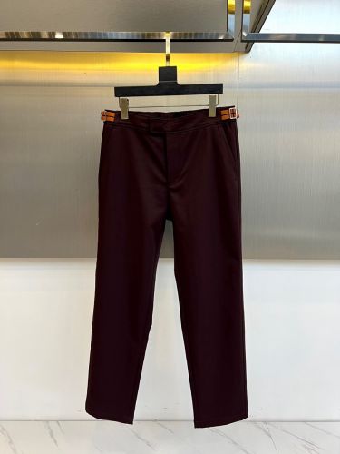 エルメネジルド・ゼニア スラックス 偽物 上品 カジュアル テーパードパンツ ボルドー