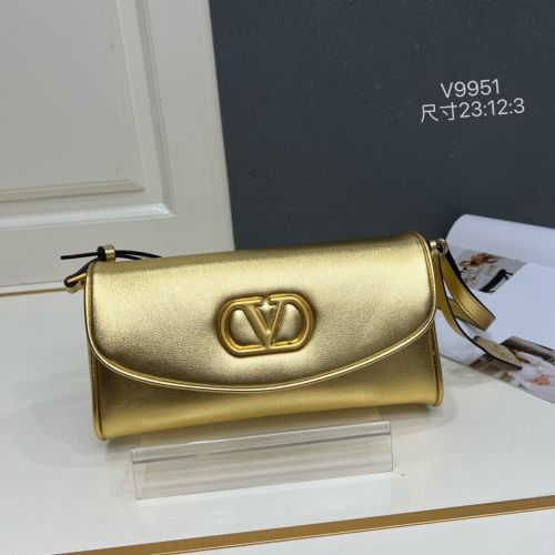 ヴァレンティノ バッグ コピー Vロゴ シグネチャー レザー ショルダーバッグ ゴールド