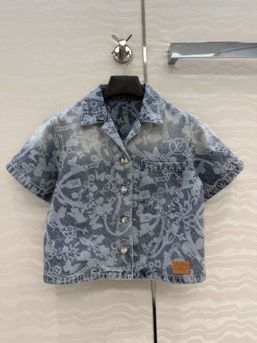 LV ブルーム デニムシャツ ルイ・ヴィトン シャツ コピー 半袖トップス