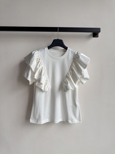 大人可愛い ラッフルトリム Tシャツ ルイ・ヴィトン 半袖Tシャツ コピー