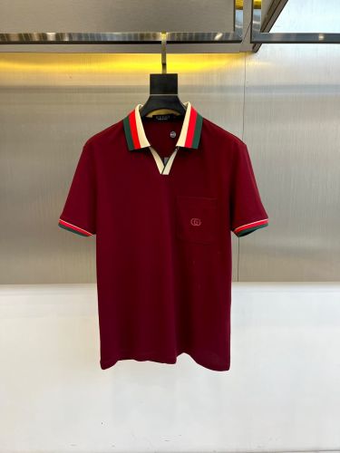 洗練された カジュアル スキッパーポロシャツ グッチ Tシャツ 偽物 ボルドー