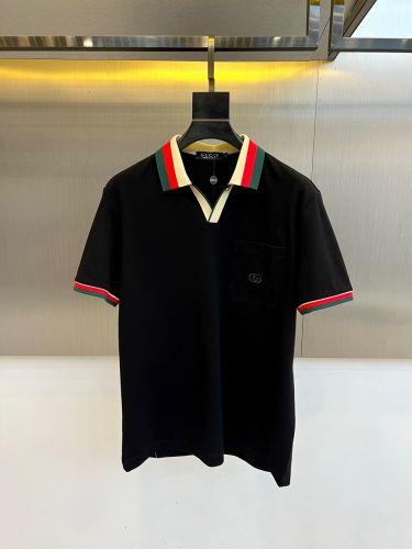 洗練された カジュアル スキッパーポロシャツ グッチ Tシャツ 偽物 ブラック