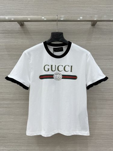 人気 カジュアル ロゴ入り コットン 半袖Tシャツ グッチ Tシャツ コピー ホワイト