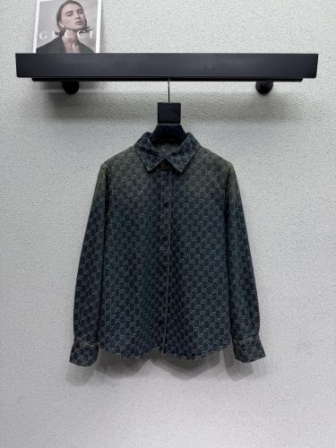 カジュアル おしゃれ デニムシャツ グッチ シャツ コピー GG総柄