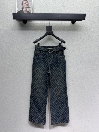 おしゃれ GG総柄 デニムパンツ グッチ ジーンズ コピー レディース ベルト付き
