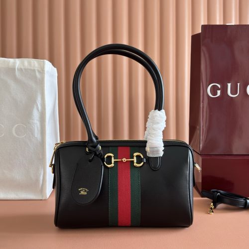 グッチ ボルセット ミディアム ボストンバッグ 866732 ブラックレザー