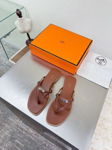 ケリー HERMES ミスMiss フラットサンダル エルメス コピー ブラウン