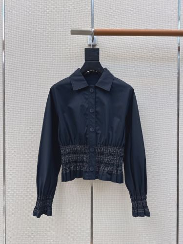 カジュアル コットン クロップドシャツ エルメス シャツ コピー ブラック