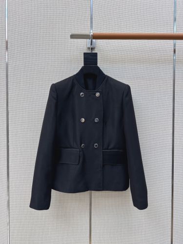 ダブルブレスト ノーカラージャケット エルメス ジャケット コピー ブラック