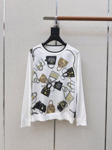 フロントプリント クルーネックニット エルメス セーター コピー ホワイト
